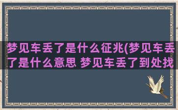 梦见车丢了是什么征兆(梦见车丢了是什么意思 梦见车丢了到处找)